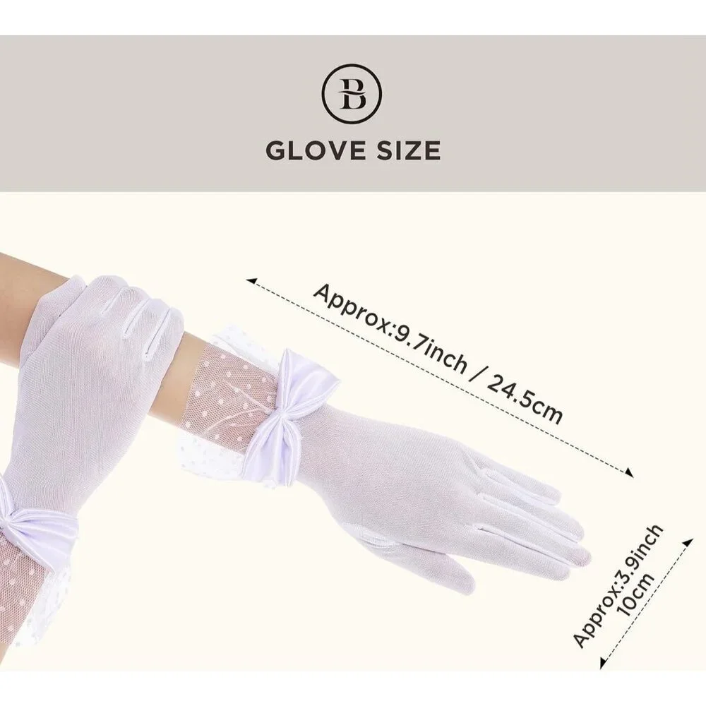 Women's Bow Gloves White Short Lace Evening Wedding Accessories Party Prom